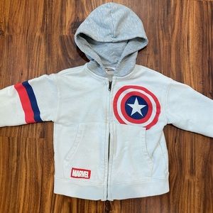 Zara Boys 2T Captain America Zip-Up Hoodie.
